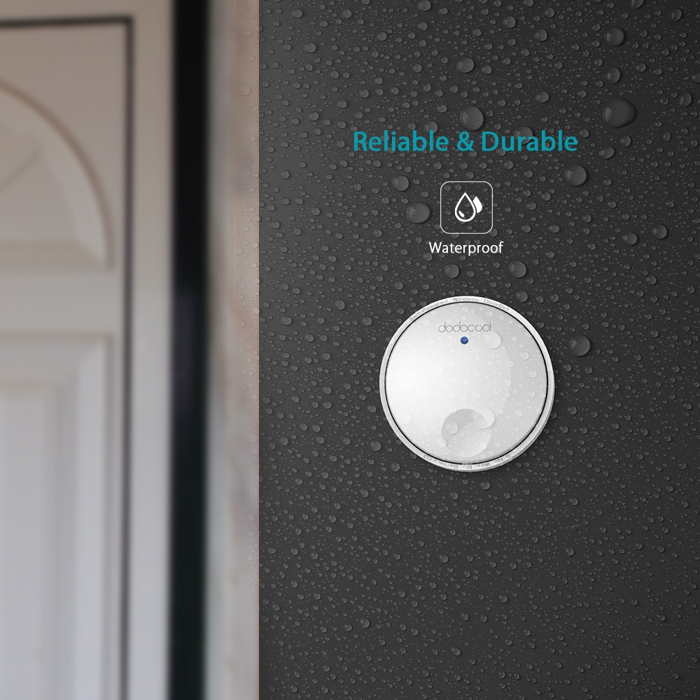 dodocool Self-powered Battery-free Wireless Doorbell Kit with 1 Battery-free Transmitter Push Button and 2 Plug-in Receivers