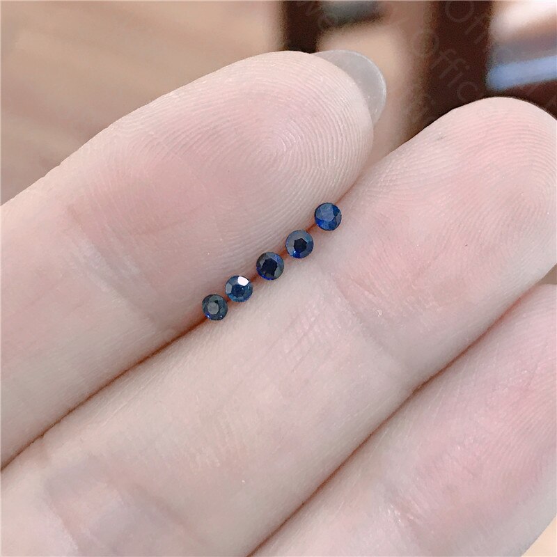 5 Natuurlijke Saffier Losse Stenen, Ronde Gem Vorm, Gem Maat 2Mm