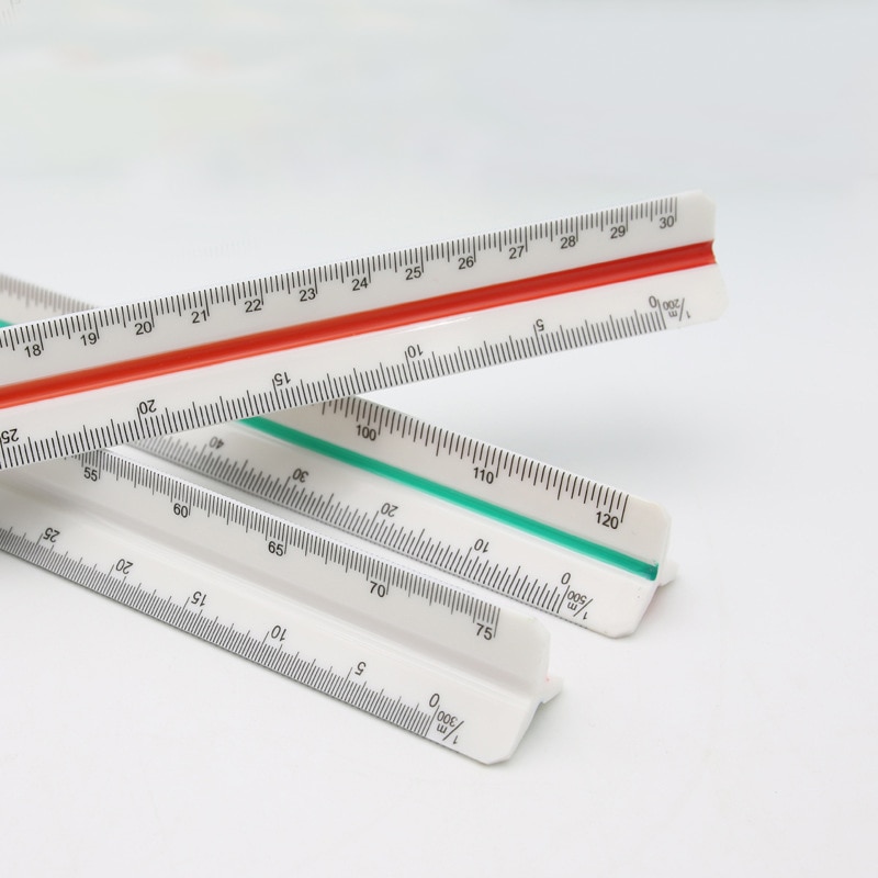 30cm Triangular Scale Triangle Metric Scale Ruler 3 Sides Color Coded for Architect Engineer Technical Measuring Tool Plastic