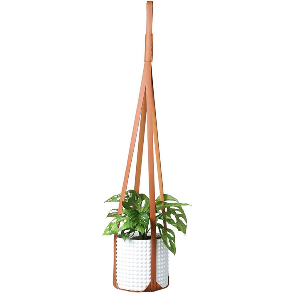 Læder plantebøjle hængende planter havearbejde indendørs planter kaktus saftige blomsterpotteholder: C