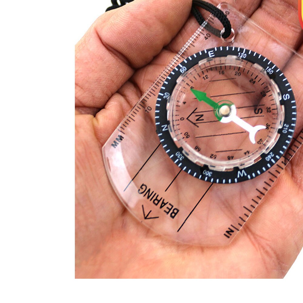 Mini Compass Map Scale Ruler Multifunctional Equipment Outdoor Hiking Camping Survival