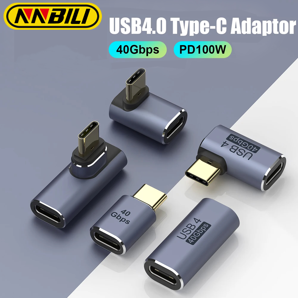 NNBILI USB 4.0 PD 100W 8K 60Hz Ładowarka Złącze do 40Gbps Szybki adapter USB C OTG w kształcie litery U Prosty kątowy adapter męski na żeński