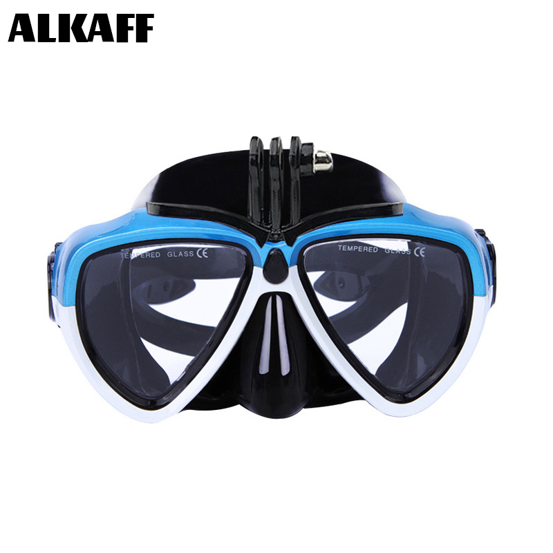 full Face Scuba Diving Mask Myopia Anti Fog Goggles With Camera Mount Snorkeling Set Swimming mask deep water For Adult: Blue single glasses