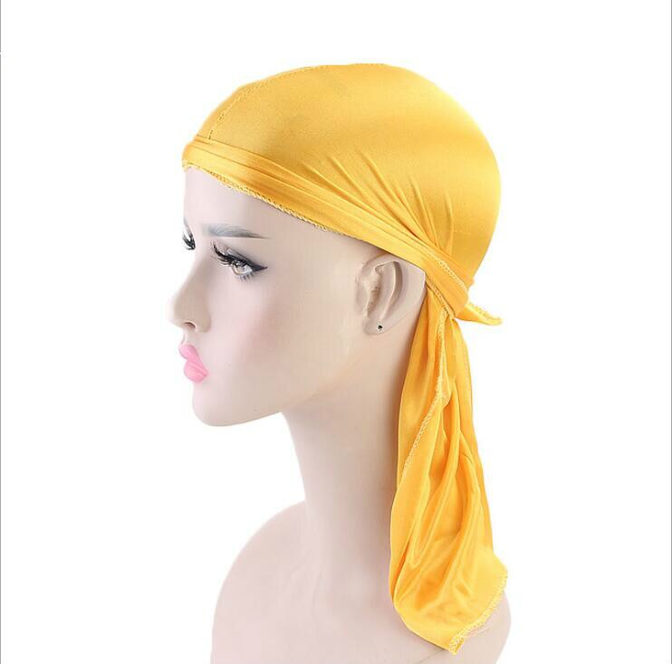 Silkeagtig pirat hat til mænd kvinder hovedbeklædning tørklæde blød kasket til hår: Gul