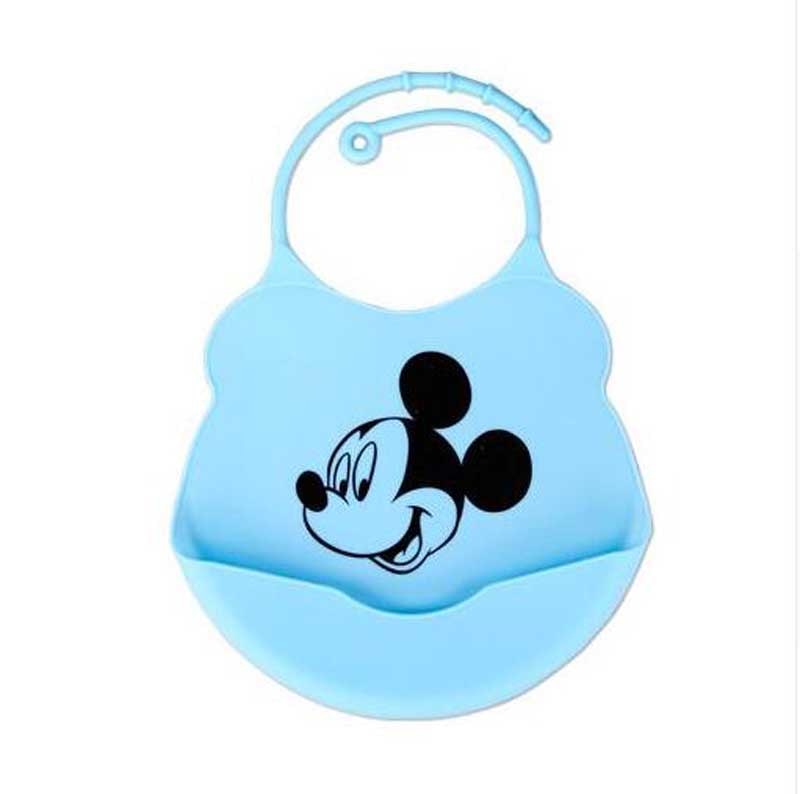 1pcs Cartoon Baby Bibs Waterproof Silicone Feeding aliva Towel Newborn Cartoon Waterproof Aprons Baby Bibs: blue