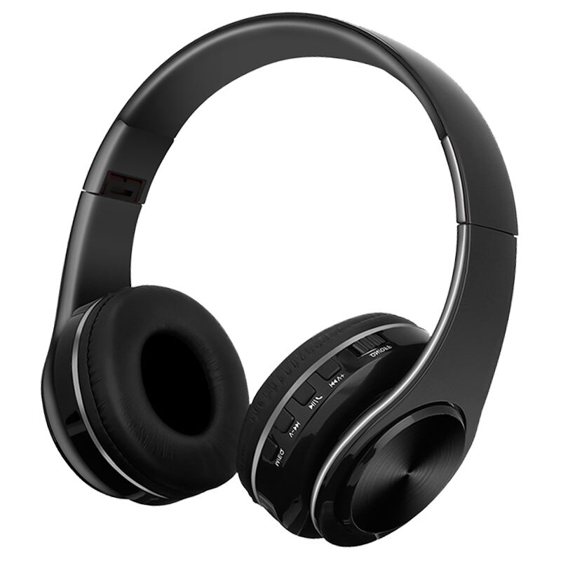 B7 Bluetooth Headphones Wireless Stereo Earphones Foldable Low Bass Headset Adjustable Earbuds With Microphone/TF Card: Full Black