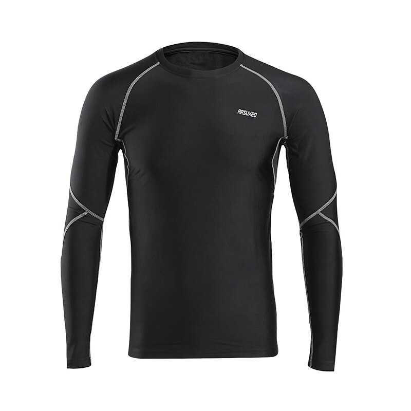 Arsuxeo mænd vinter kompression løbeskjorte langærmet sports løbetights fleece base layer workout gym skjorter toppe  u81s