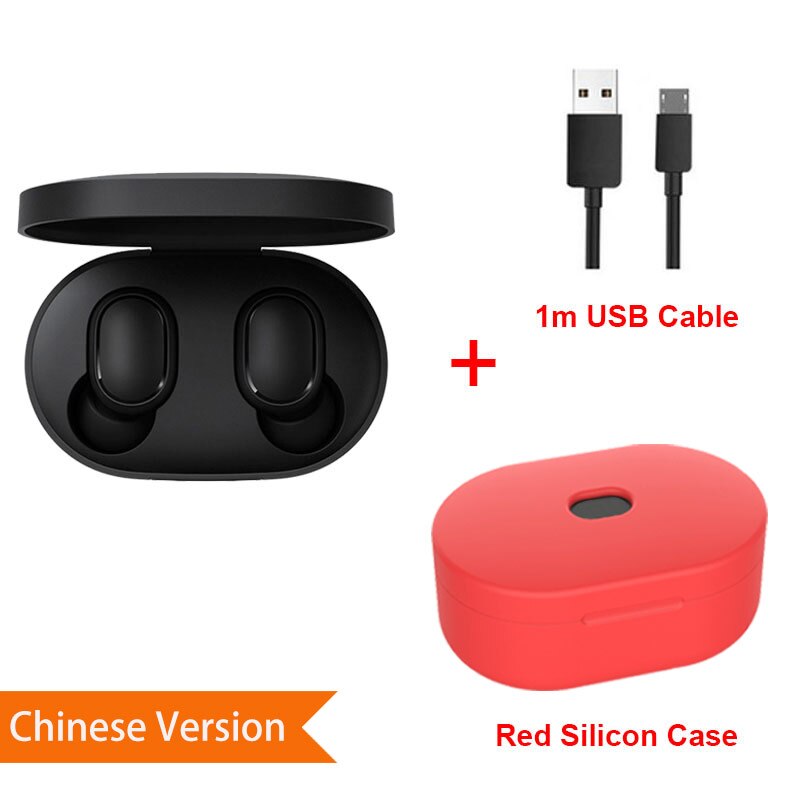 Xiaomi Redmi Airdots Earphone Bluetooth 5.0 Wireless Ear Hook Earbuds Noise Reduction Headset With Microphone AI Control: CN SiCase Red C