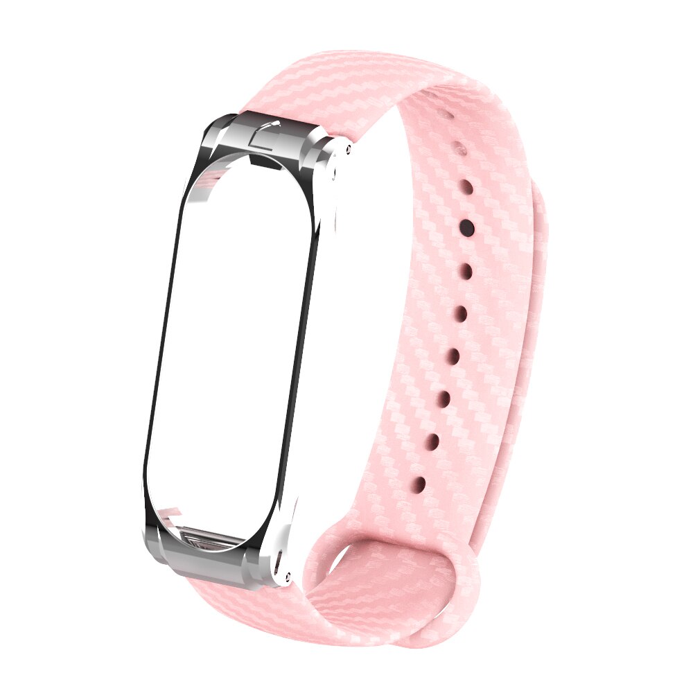 Yayuu Silikon Kohlenstoff Fiber TPU Gurt für Xiao mi mi Band 4 Clever Armbinde Clever Zubehör Für mi Band 3 Armbinde Blumenarmband-weinlese: Rosa