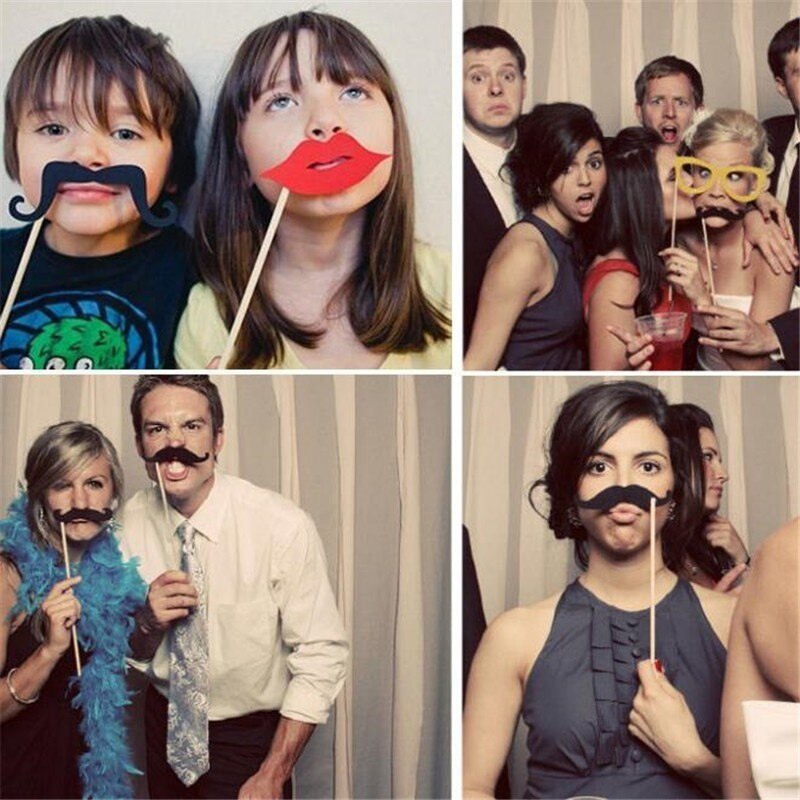 58PCS Grappige Glazen Photo Booth Props Feestartikelen Hoed Snor Lip Masker Foto Props Bruiloft Verjaardagsfeestje Decoraties Volwassen
