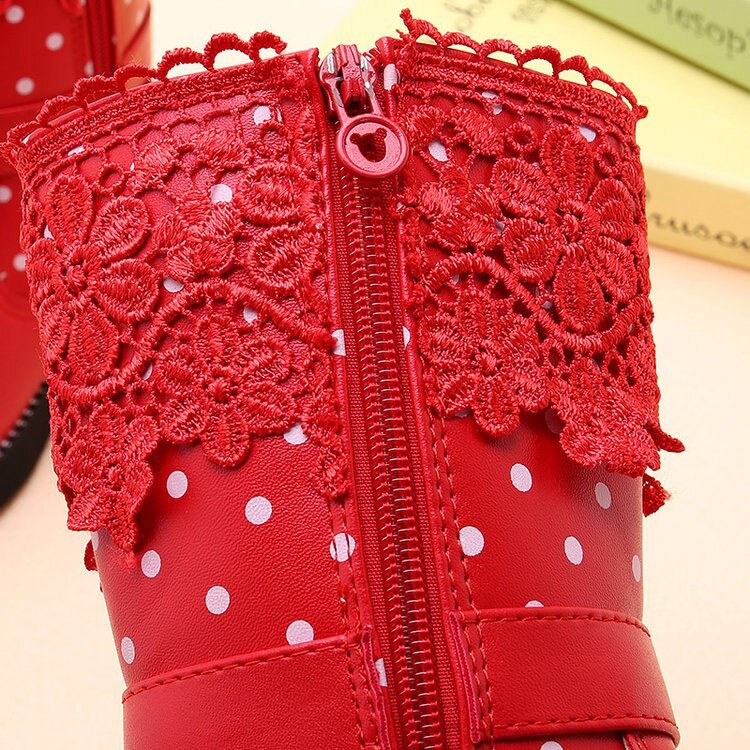 Bottes chaudes en coton pour filles, chaussures d'hiver à la pour enfants, bottes de neige en cuir PU avec dentelle et nœud papillon
