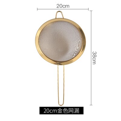 Kitchen Stainless Steel Strainer Cooking Oil Flour Filter Sifter Tea Strainer Rose Gold Colander Kitchen Tools Accessories 1PC: Large gold