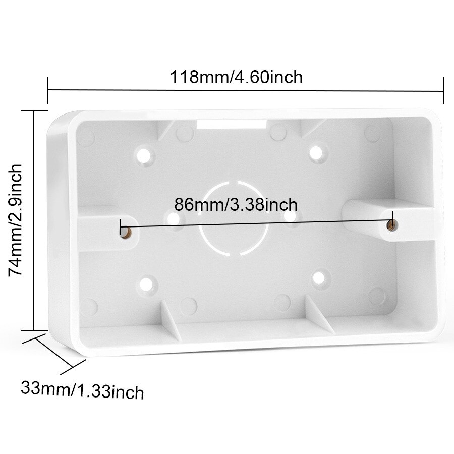 Switch Box External Mounting Box 118mm*74mm*34mm for 118mm Touch Switch and USB Socket For Any Position of Wall Surface: Default Title