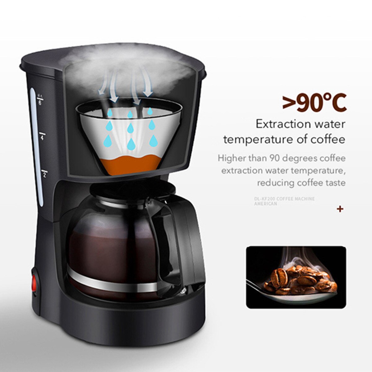 600ML Multifunctional Automatic Coffee Machine Americano Drip Coffee Maker Machine Electric Black Hourglass Make Cafe Tea