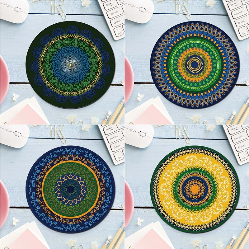 Computer Mat Mouse Pad Rubber Thickening Non-slip Pattern Round Mouse Pad Art Mice Mat For Computer Laptop