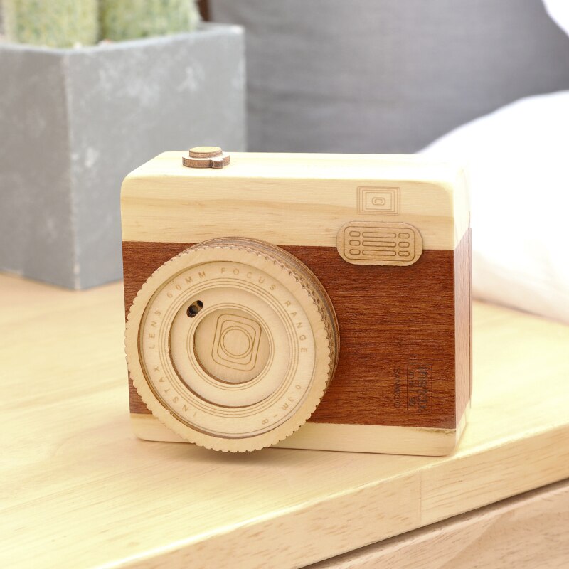 1 PCS houten camera muziekdoos
