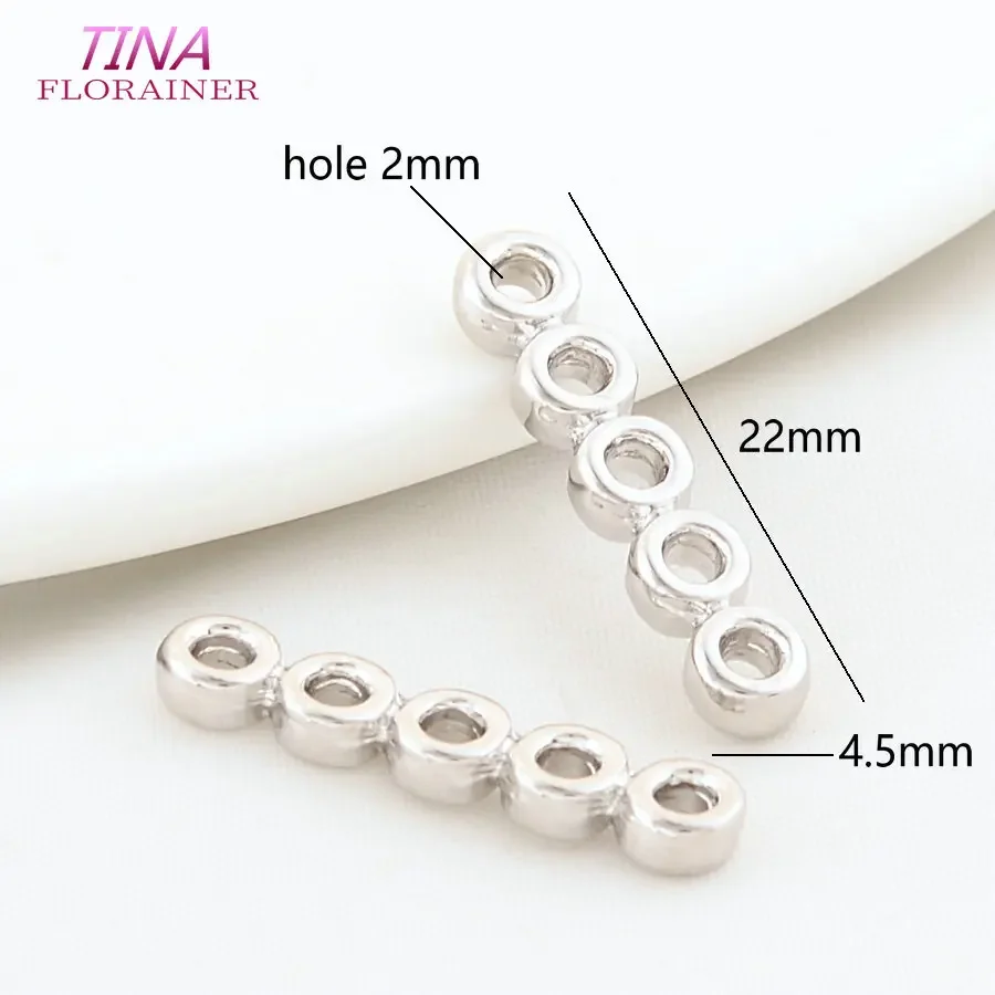 Componentes para hacer joyas con cuentas, conector de pulsera y collar con 5 agujeros, separadores de barra espaciadora de cuentas chapadas en oro Real de 18K Diy: M / Negro