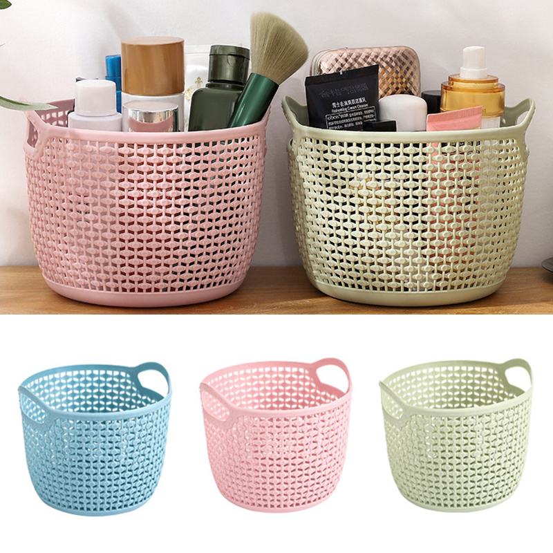 Hollow Portable Storage Basket Home Desktop Storage Basket Plastic Woven Basket