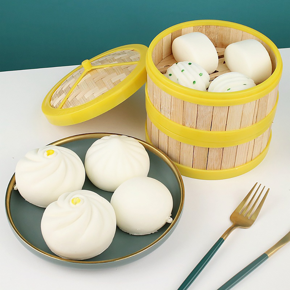 Mini simulation dampede boller presse legetøj langsomt stigende stress aflastning squishy legetøj antistress sjov bold dumpling bolle model