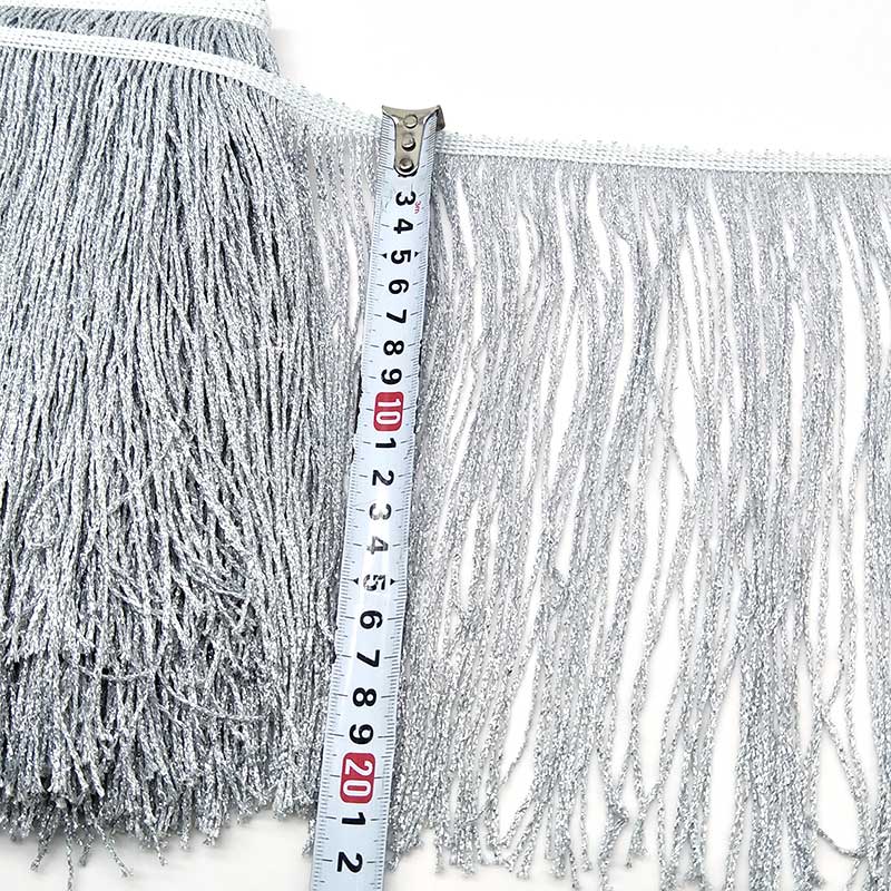 Smuk 1-10 yards nylon 8 "bredde sølvtråd frynsekant og boligindretning kvastbånd diy