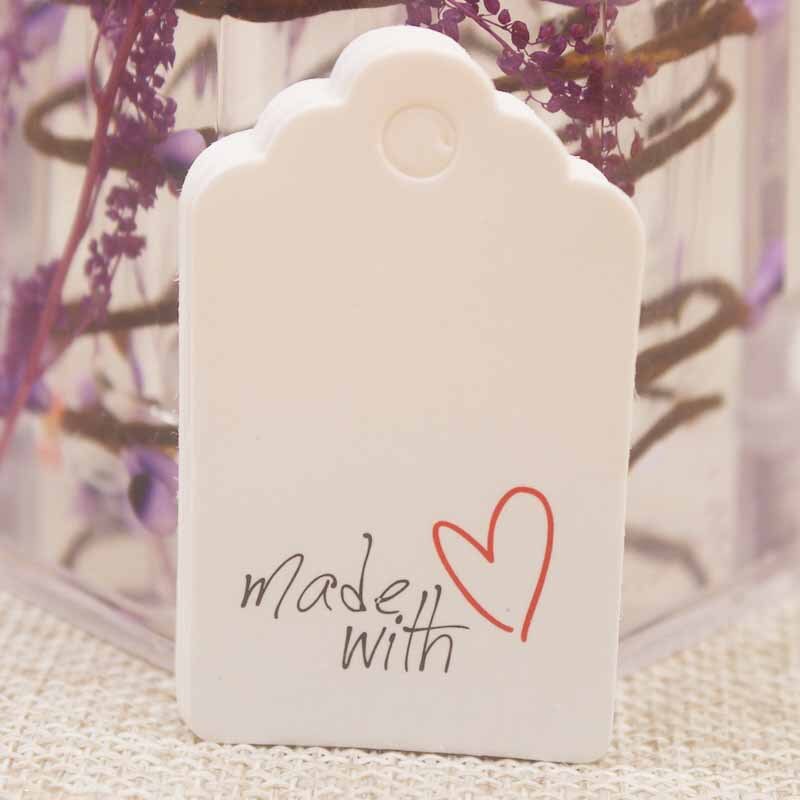 100 Stks Batch DIY Power Paper Tags Framed Rectangle Christmas Favour Birthday Party Card Label 5x3cm Multifunctional: Made with Love