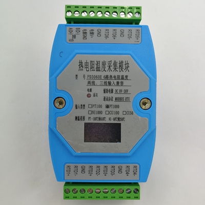 6 way PT100 PT1000 temperature acquisition module temperature transmitter MODBUS RTU: belt  OLED PT1000
