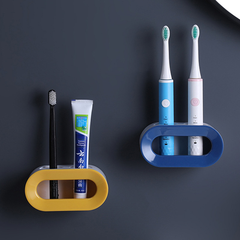 Double Hole Toothbrush Rack Wall Mounted Electric Toothbrush Holder Stand Bathroom Toothpaste Toothbrush Organizer Storage Rack