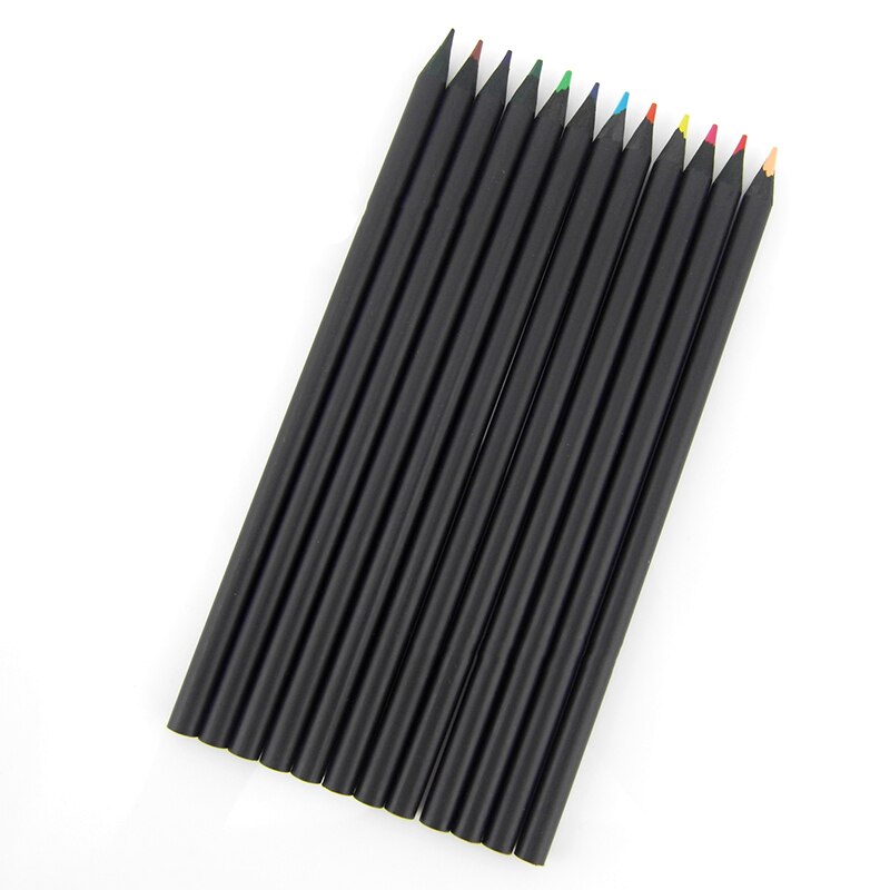 12 fargeblyanter farger tegning maleri kunst blyant skolepapir sorte treblyanter student