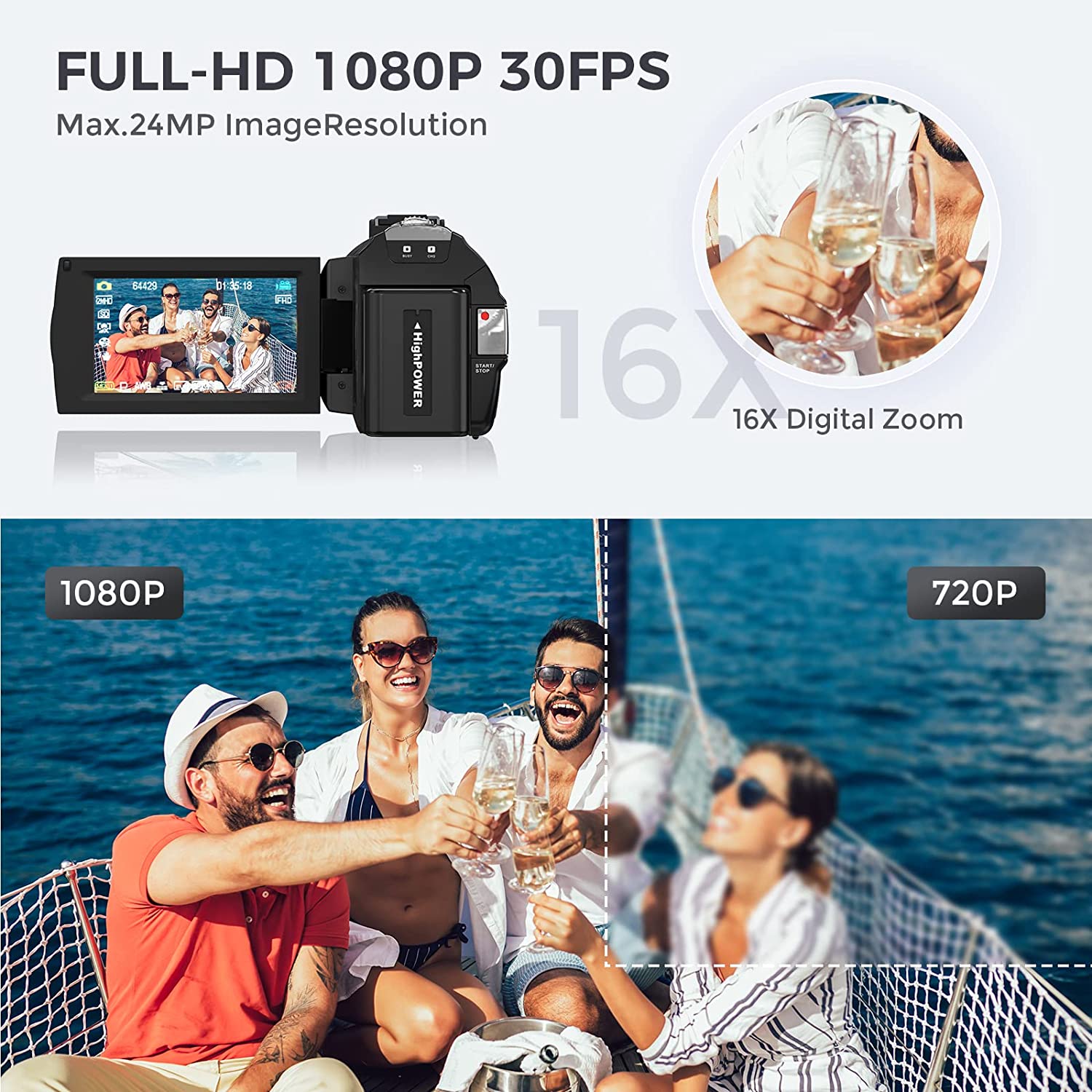 Digitalkamera fotokameror med 3.0- tums roterande skärm fotokamera hd-video barnkameror för hemmet