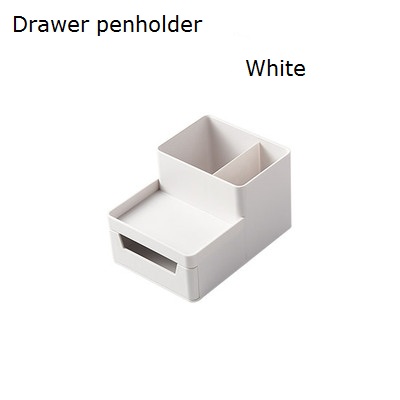 Office desktop organizer Multi-function receipt box penholders file document tray Overlayable organizer: white penholder