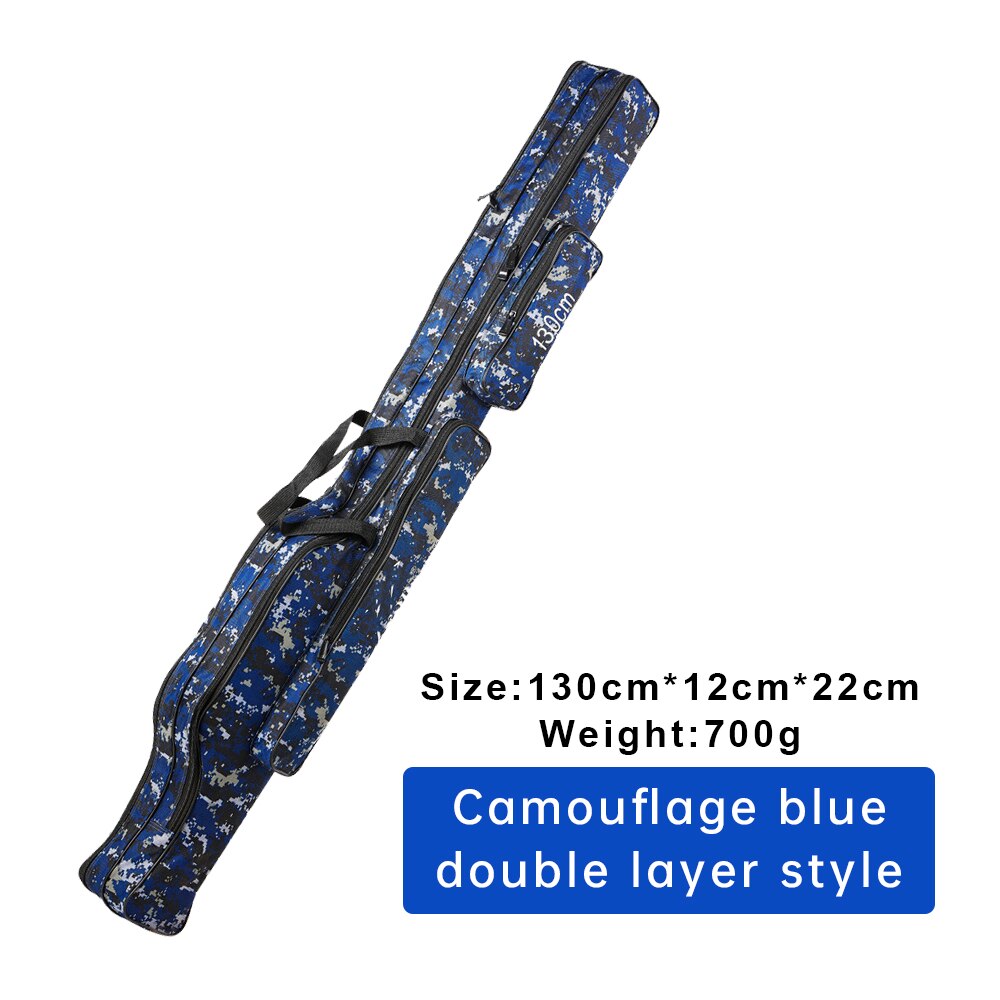bags tackle bag Canvas Foldable Fishing Rod Reel Fishing Tackle 2/3 Layers: 2 Layer 130cm Blue