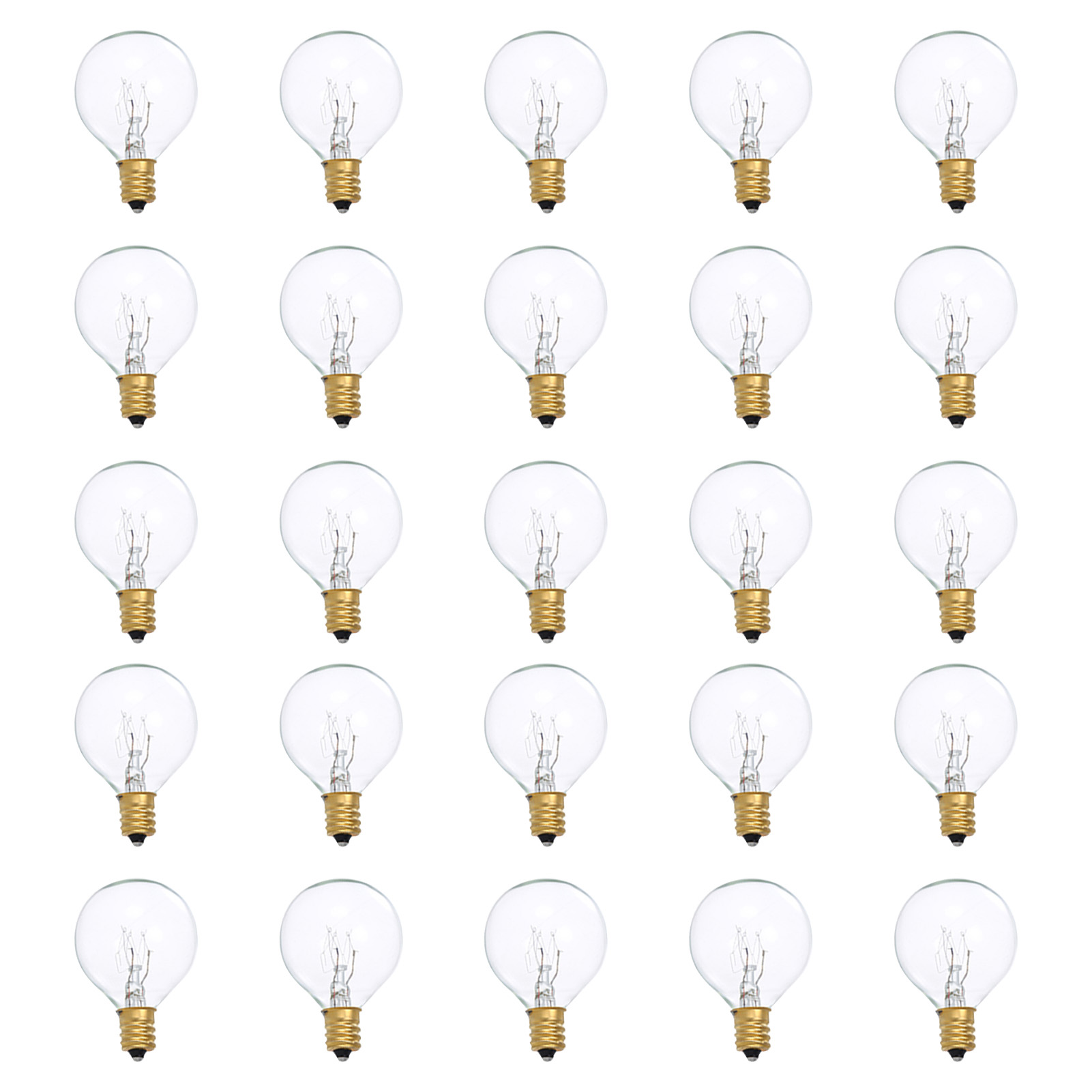 25 pièces ampoules de remplacement G40 ampoule en tungstène lampe 7W 220-240V clair Globe ampoule E12 Base ampoules pour intérieur extérieur Patio