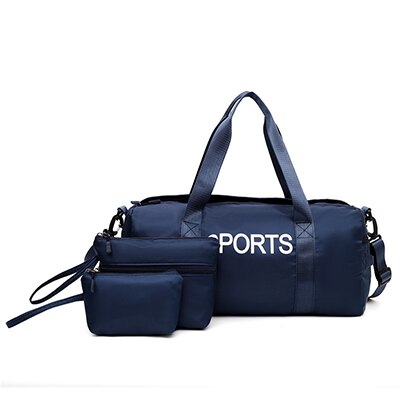 Kvinner sport gym bag sett menn vanntett fitness trening bag bærbar lett vekt reise bagasje bag sett sac de sport 6 farger: Blå
