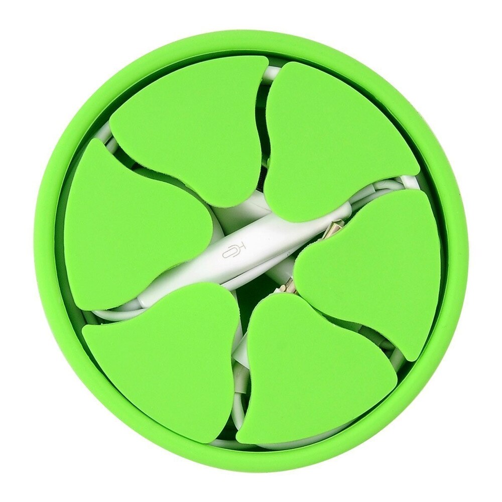 Round Silicone Office Desk Organizer Desk Stationary Storage Box Earphone Protector USB Cable HolderCable Winder Accessorie: green