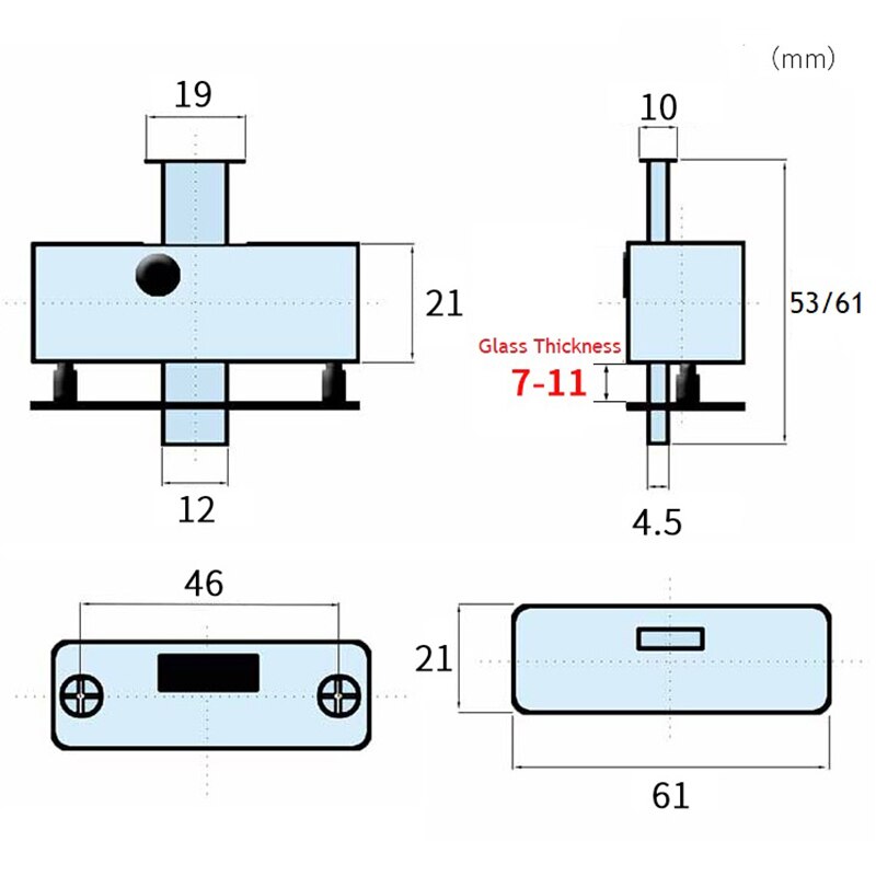 Zinc Alloy Sliding Glass Door Latch Bolt Spring Loaded Shower Box Door Latch Frameleass