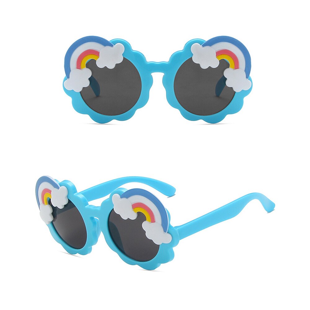 Children Cartoon Rainbow Round Frame Sunglasses Baby Girl Boy Sun Visor Mirror Outdoor Kid Summer Beach Vacation Glasses