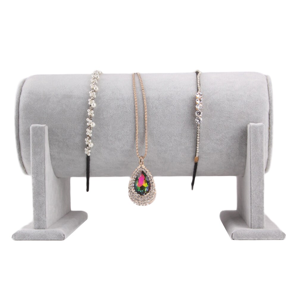 BLUELANS Jewelry Display Stand - Velvet Headband Holder - 30cm Cylinder Organizer - Black, Grey, Rose Red