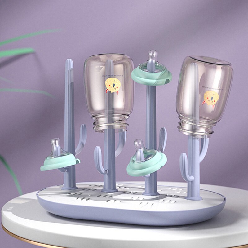 Baby Bottle Drying Rack Plastic Baby Feeding Bottle Holder Stand Cleaning Dryer Drainer: purple only rack