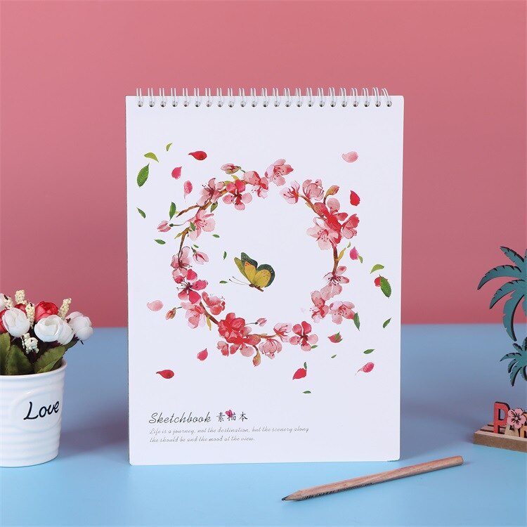 A4 Coil Loose-leaf Sketchbook Spiral Bound Cartoon Cover Kraft Blank Drawing Book Sketch Diary Memo Note Office School: B A4