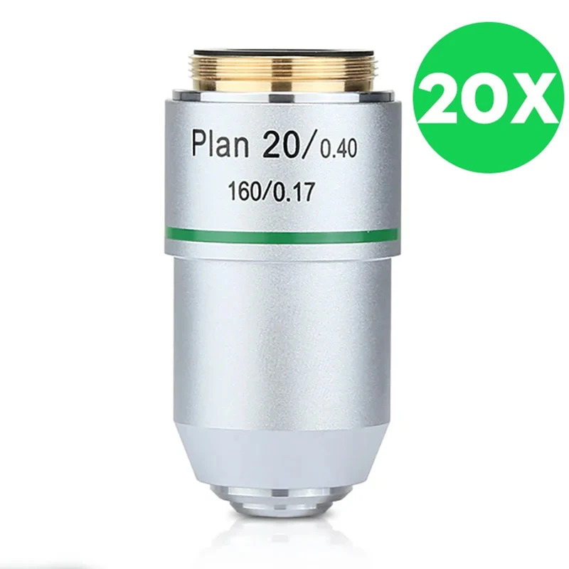 Microscope Plan Achromatic Objective Lens 4X 10X 20X 40X 100X Biological Metallurgical Microscope Objectives 20.2 RMS Thread: Orange