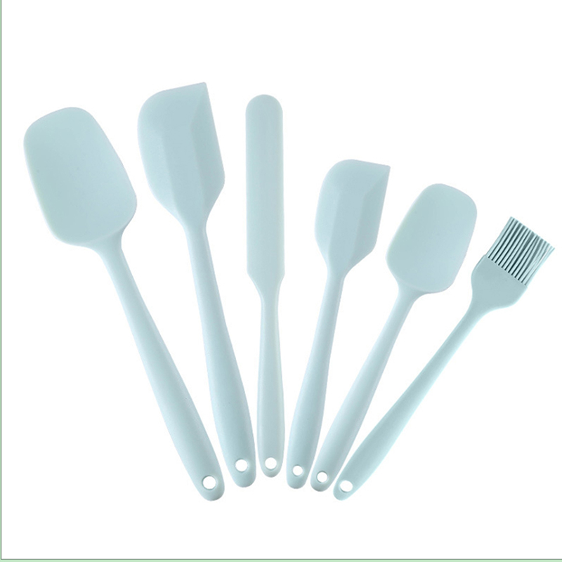 Cream Scraper Silica Gel 6-Piece Set Silicone Scraper One-Piece Cake Butter Knife Multi-Functional Baking Tools Kitchen Supplies: Maca Blue
