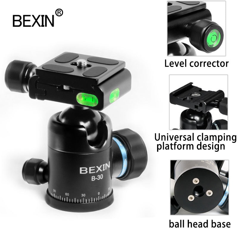 Bexin Panorama Hoofd Statief Ballhead Mini Draagbare Camera Balhoofd Cnc Bewerking Monopod Mount Voor Dslr Camera Met Statief Plaat