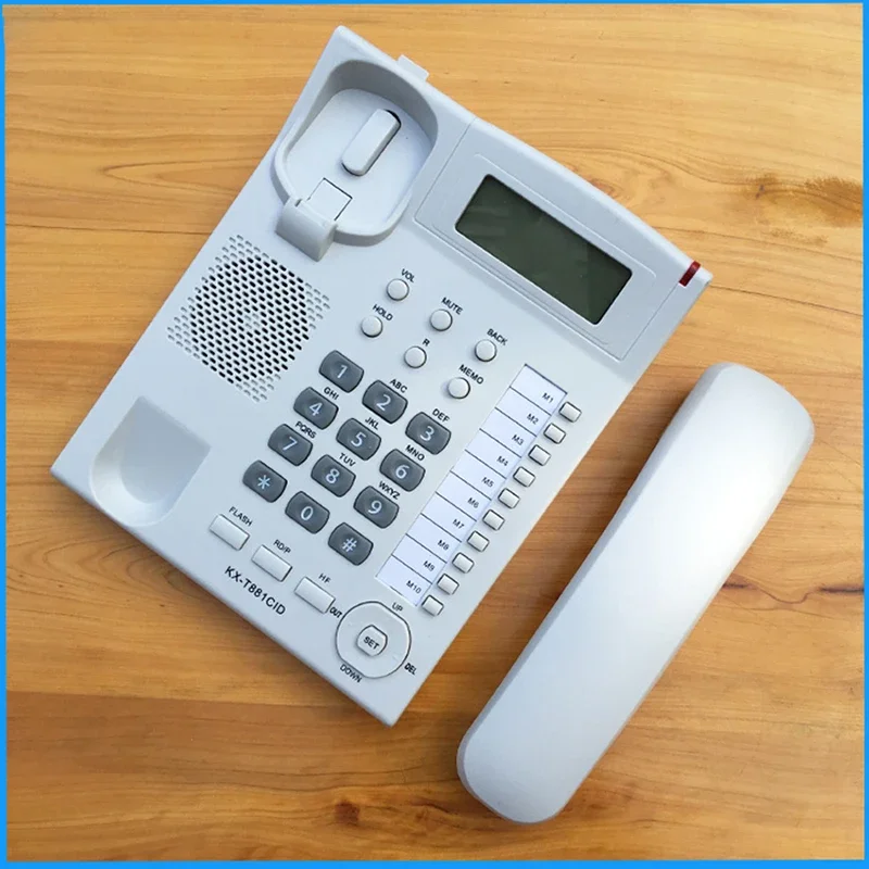 Teléfono Fijo de escritorio con cable, manos libres, retroiluminado azul, identificador de llamadas, en inglés, para casa/Hotel/Oficina