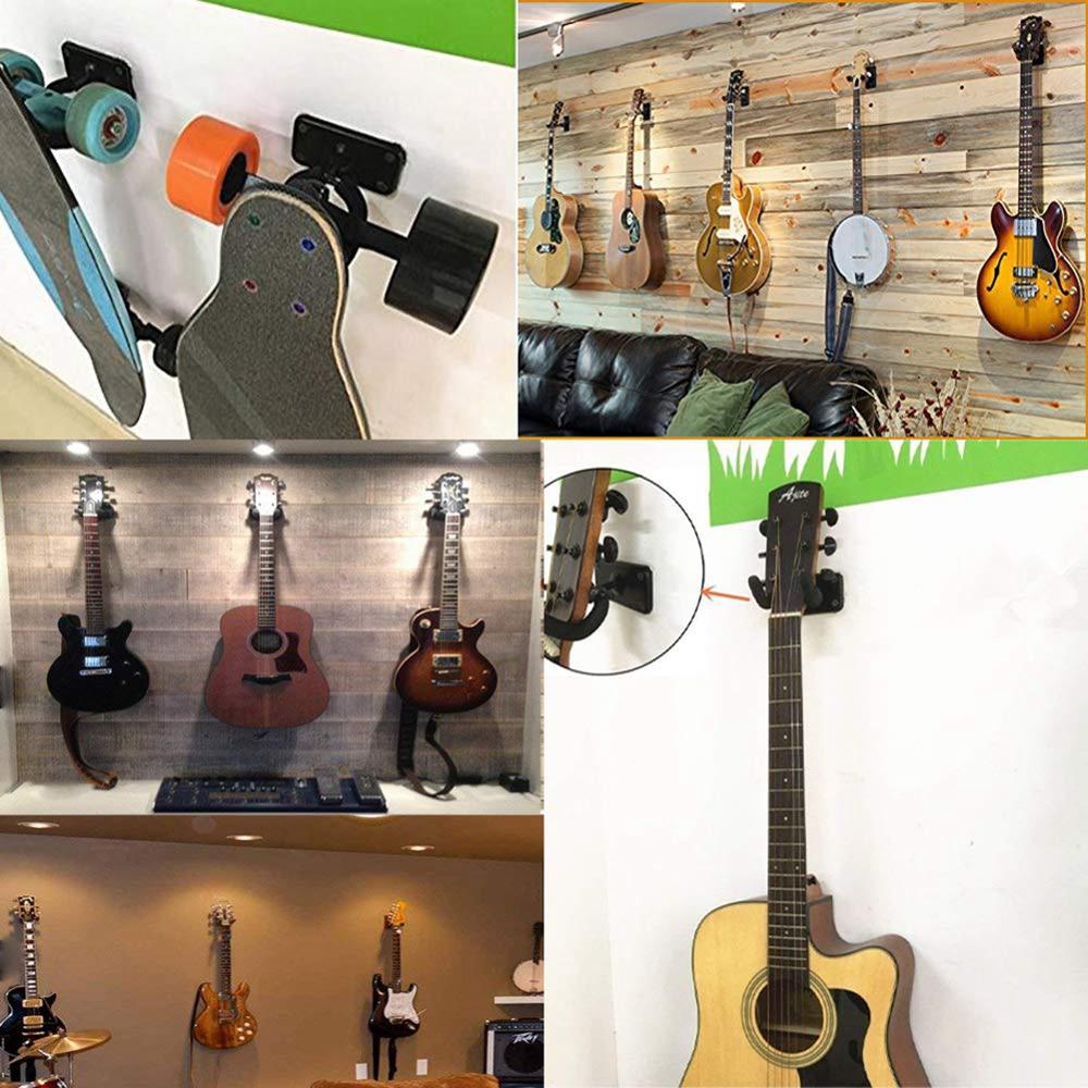 Electric Acoustic Guitar Display Metal Wall Hook Hanger Bracket Wall Mount Rack for 5 Selected Guitar and Bass