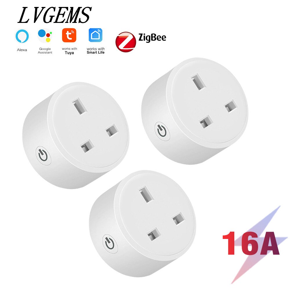 Tuya ZigBee Smart Plug Socket UK Plug Power Monitor Works With Alexa Google Home: Zigbee Socket 3pcs