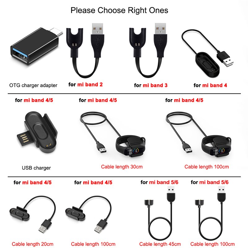 USB fast Charging Cable Charger For Xiaomi Mi Band 6 5 4 Cable Data Dock For MiBand 2 3 4 5 Charge OTG Adapter Station Portable