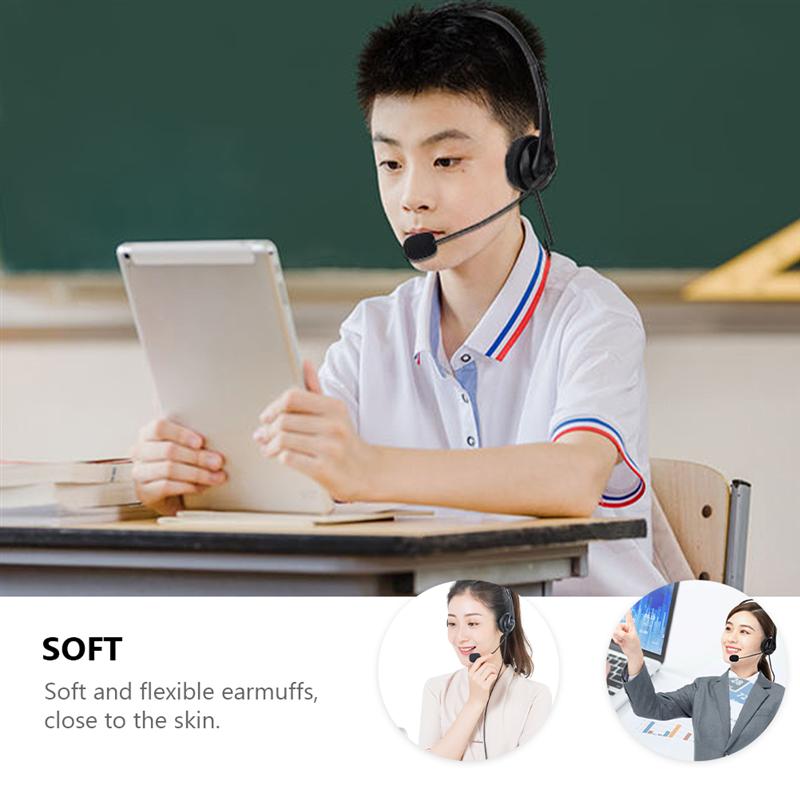 PC Computer Laptop Headphone with Noise Cancelling Microphone Chatting Network Teaching Video Conferencing USB Wired Headset