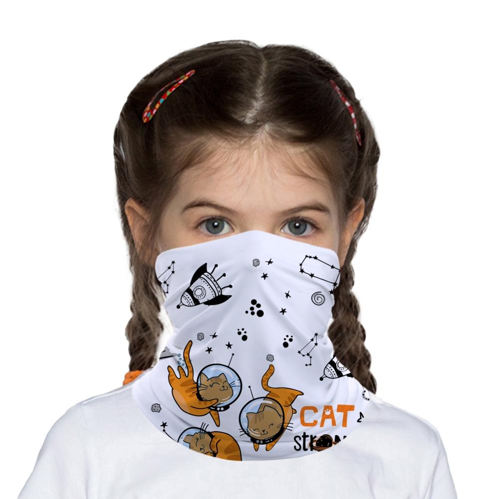 Cartoon Cat Space Kids Head/Face/Mask Neck Bandana Scarf Dual-use Magic Tube HeadScarf Cycling Sport Headwear Turban Balaclava: C