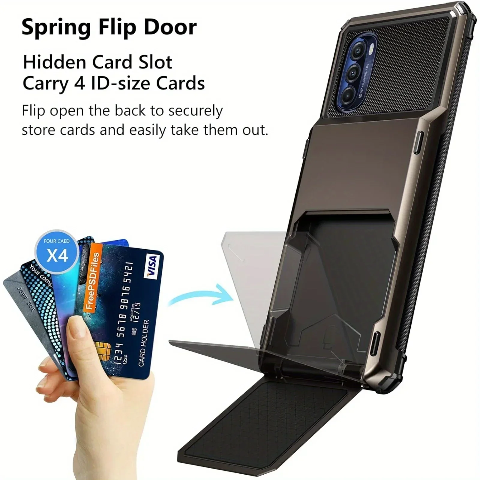 Card Case for Moto G 5G Case Wallet Cover 4-Card Credit Card Holder ID Slot Hard Shell Rugged Armor Case for Moto G 5G