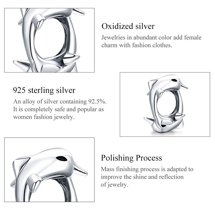 Puur Zilver 925 Sieraden Dier Dolfijn Charm Kralen Originele 3 Mm Snake Armband Vrouwelijke Productie